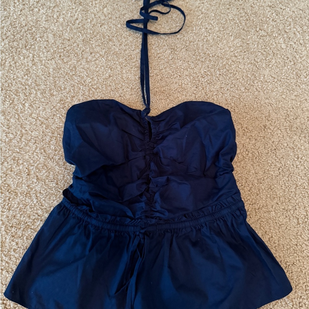 Elegant Navy Halter Top